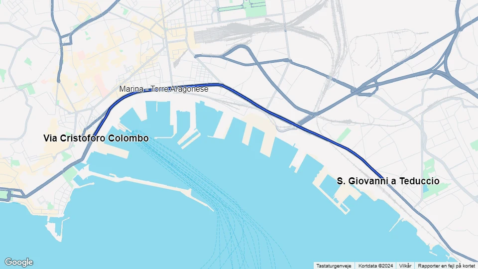 Naples tram line 4: Via Cristoforo Colombo - S. Giovanni a Teduccio route map