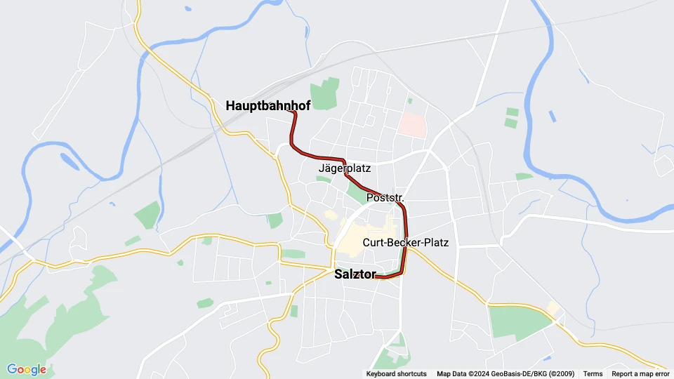 Naumburg (Saale) tourist line 4: Hauptbahnhof - Salztor route map