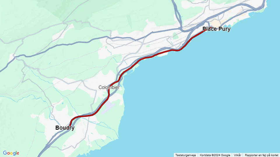 Neuchâtel Tram Touristique: Place Pury - Boudry route map