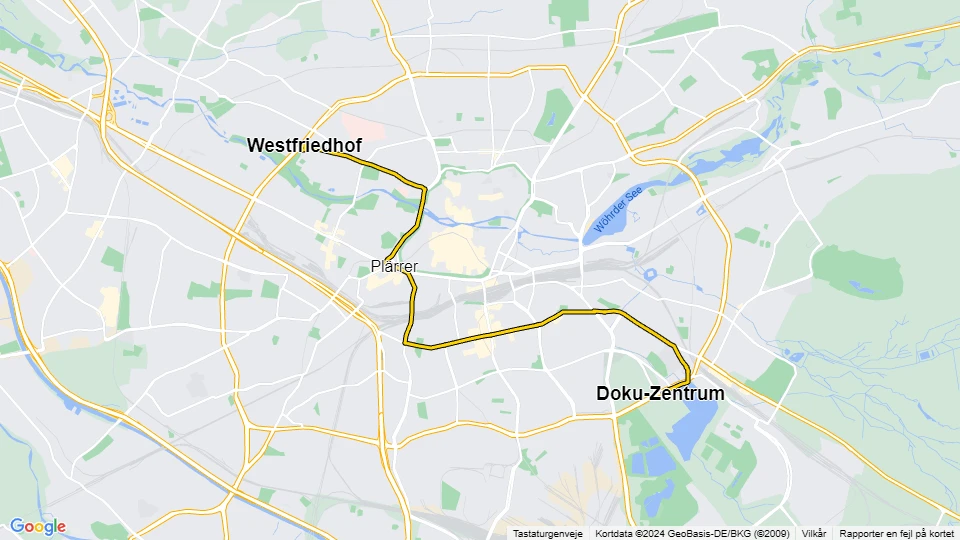 Nuremberg tram line 6: Doku-Zentrum - Westfriedhof route map