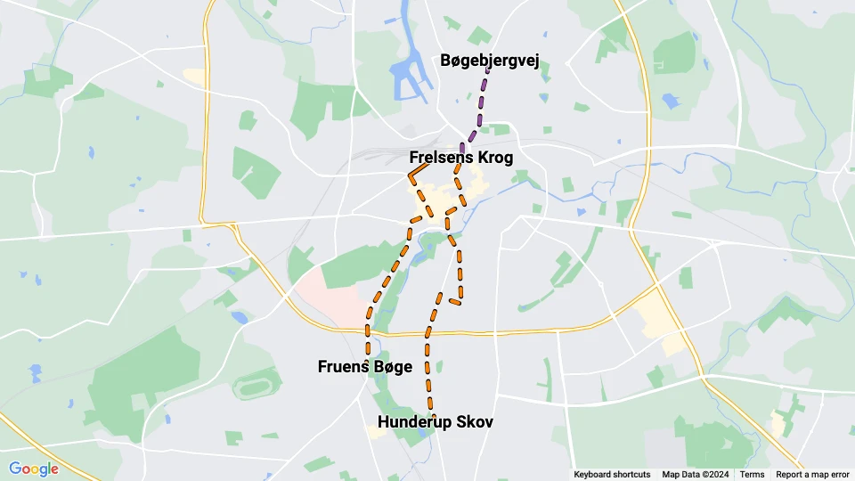 Odense Sporvej (OS) route map