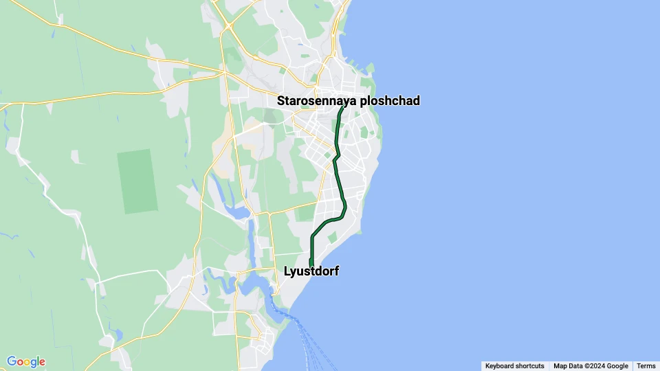 Odessa tram line 3: Starosennaya ploshchad - Lyustdorf route map