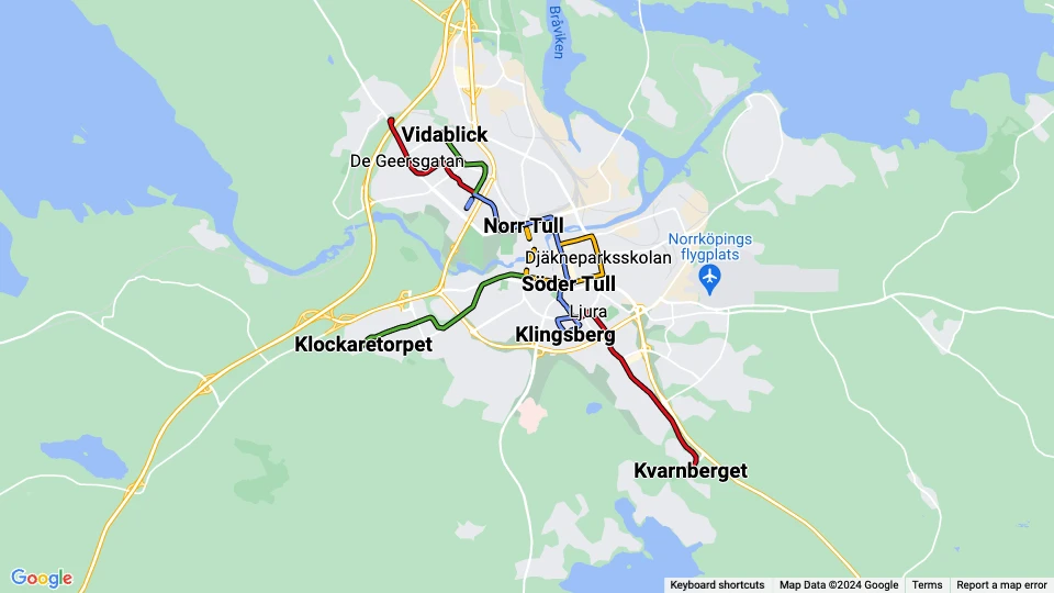 Östgötatrafiken route map