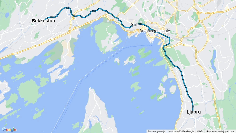 Oslo tram line 13: Bekkestua - Ljabru route map