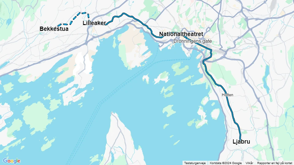 Oslo tram line 13: Lilleaker - Ljabru route map