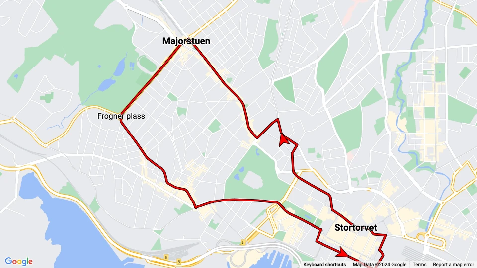 Oslo Veterantrikken: Majorstuen - Stortorvet route map