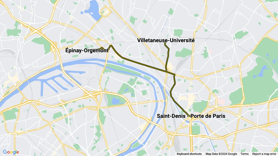 Paris tram line T8 route map