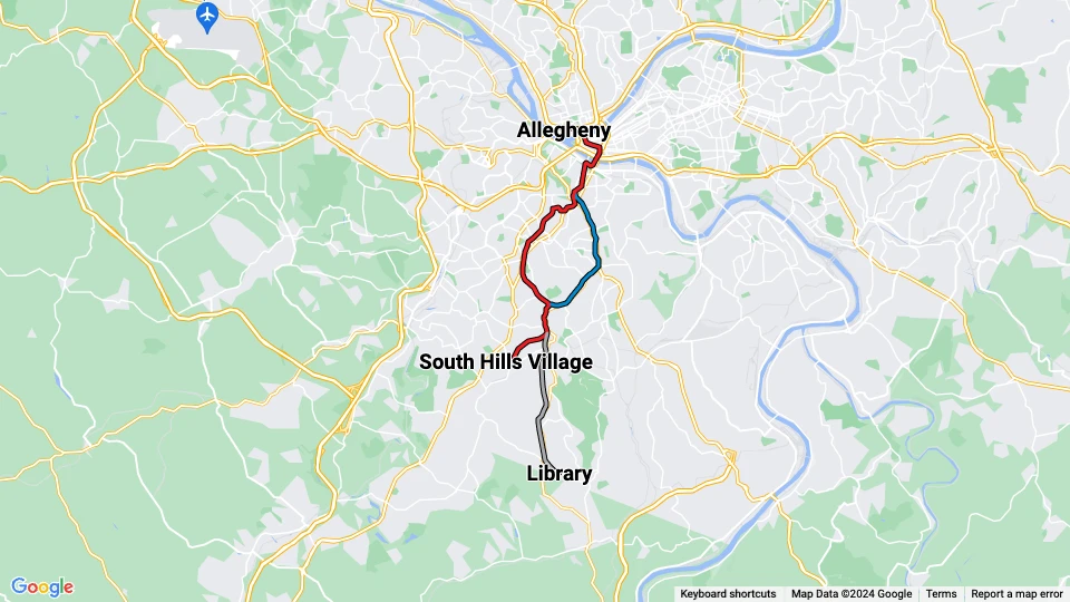 Pittsburgh Light Rail route map