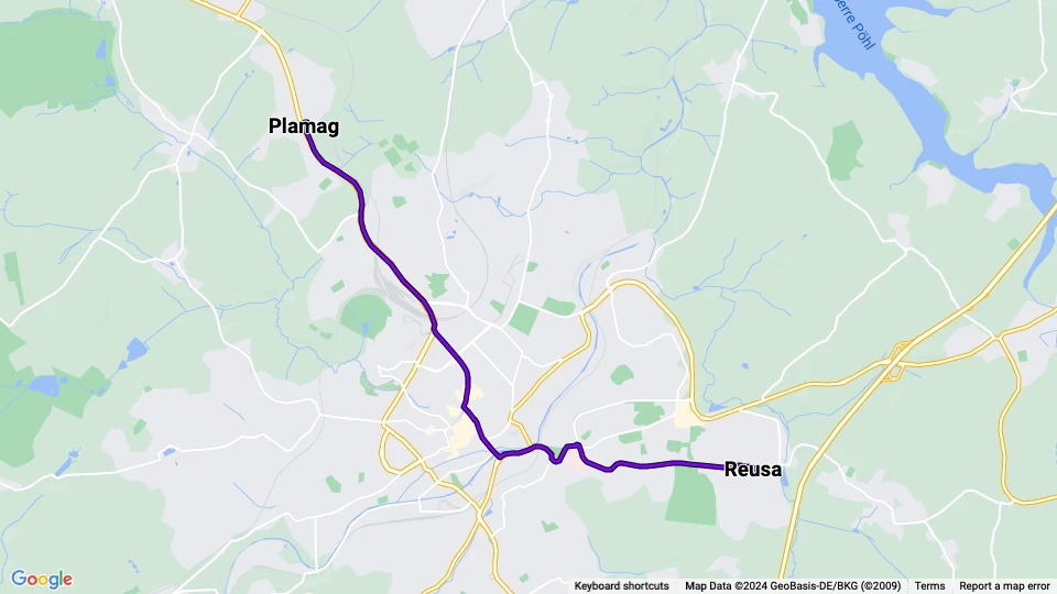 Plauen extra line 6: Reusa - Plamag route map