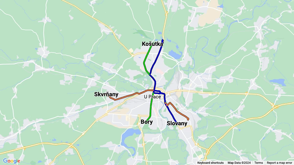 Plzeňské městské dopravni podniky (PMDP) route map