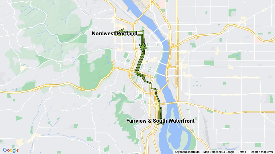Portland Streetcar route map