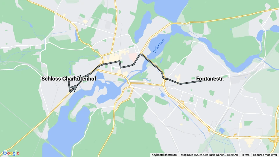 Potsdam tram line 94: Schloss Charlottenhof - Fontanestr. route map