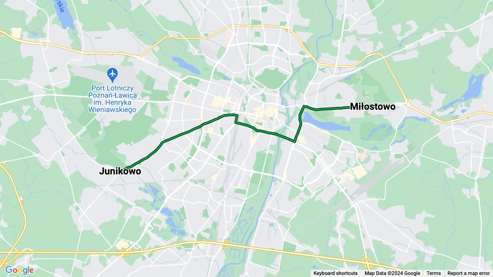 Poznań tram line 6 route map
