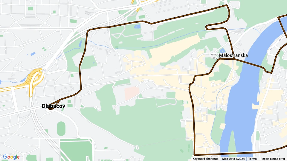 Prague museum line 42 route map