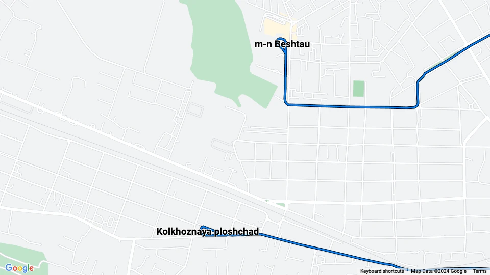 Pyatigorsk tram line 7: Kolkhoznaya ploshchad - m-n Beshtau route map