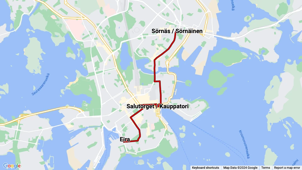 Ratikkamuseo / Spåramuseet route map