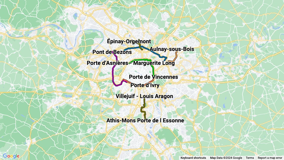 Régie Autonome des Transports Parisiens (RATP) route map