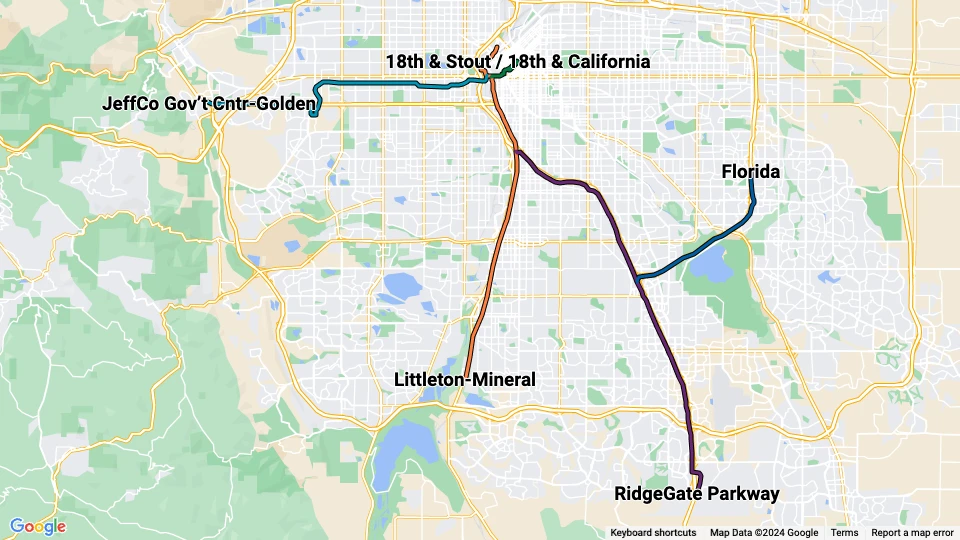 Regional Transportation District (RTD) route map