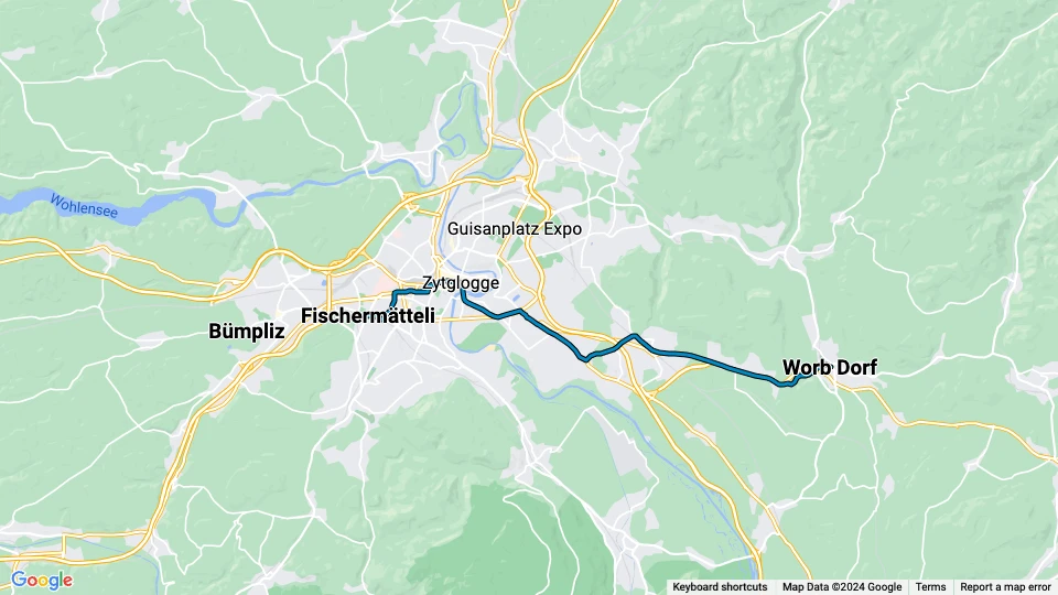 Regionalverkehr Bern-Solothurn (RBS) route map