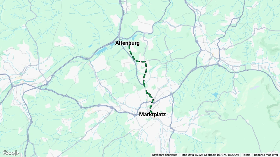 Reutlingen tram line 3: Marktplatz - Altenburg route map