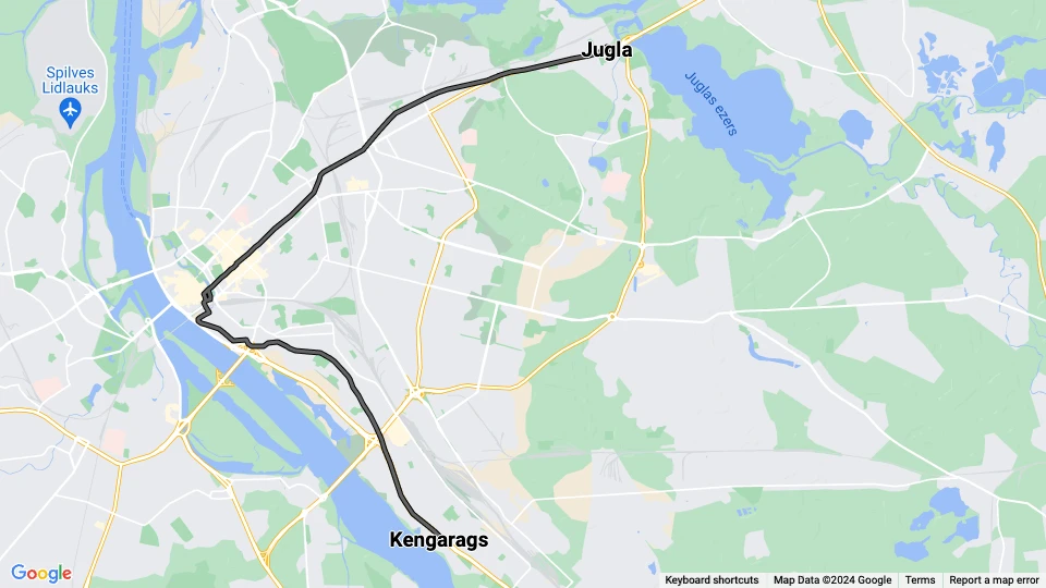 Riga extra line 3: Jugla - Kengarags route map