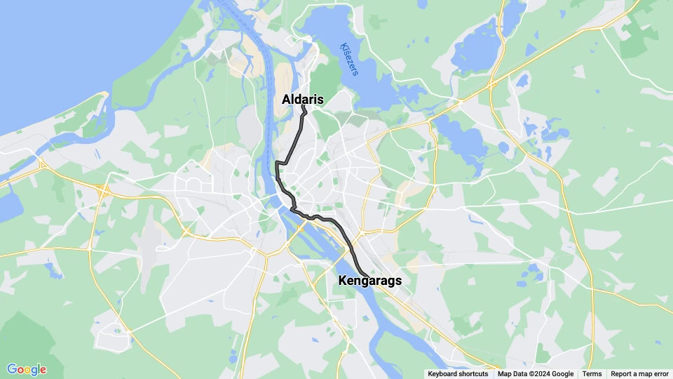 Riga extra line 9: Kengarags - Aldaris route map