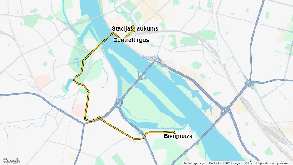 Riga tram line 10: Stacijas laukums - Bišumuiža route map