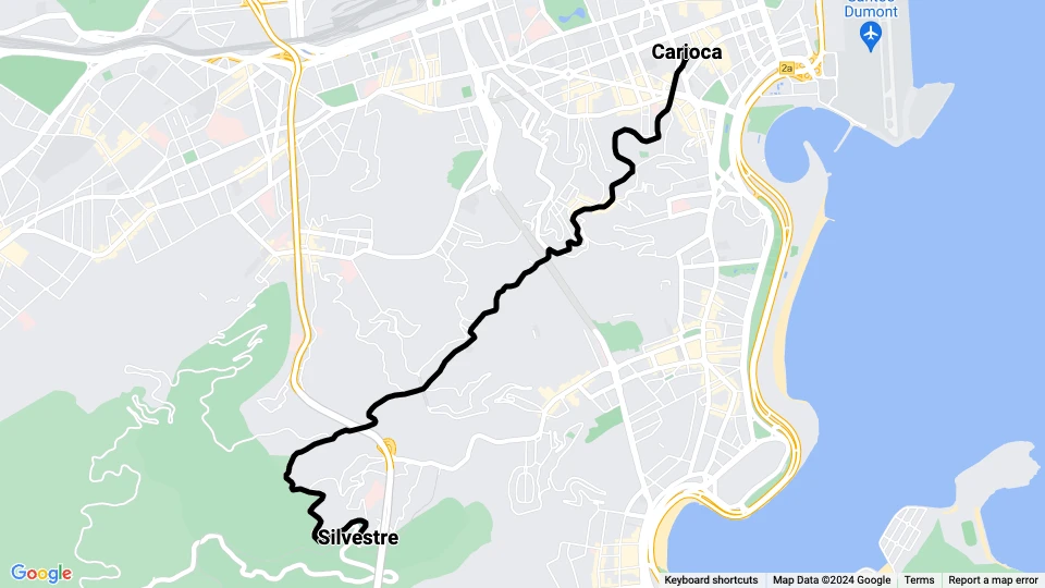 Rio de Janeiro Santa Teresa Tramway: Silvestre - Carioca route map
