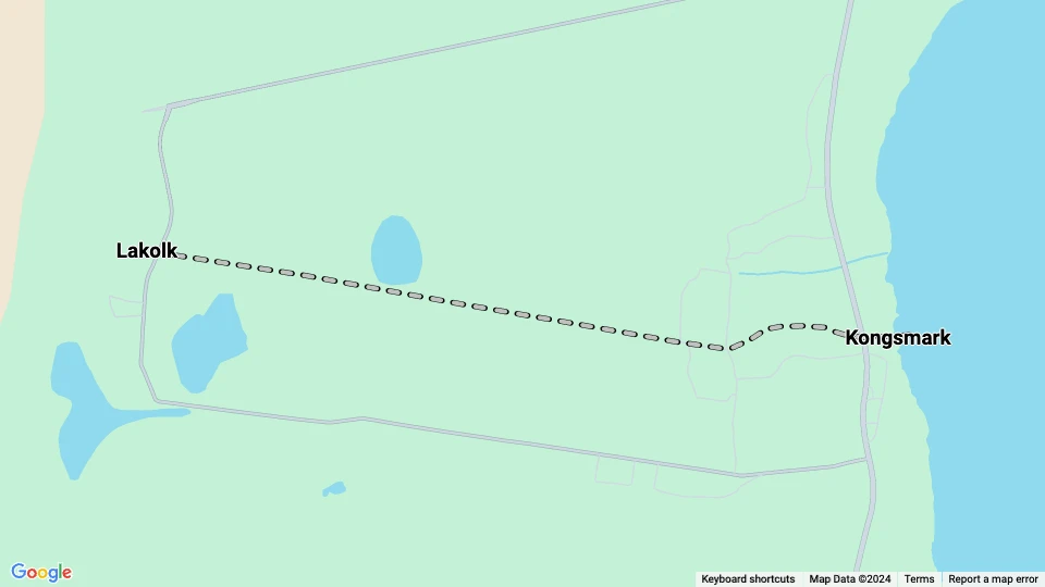 Rømø horse tram line: Kongsmark - Lakolk route map