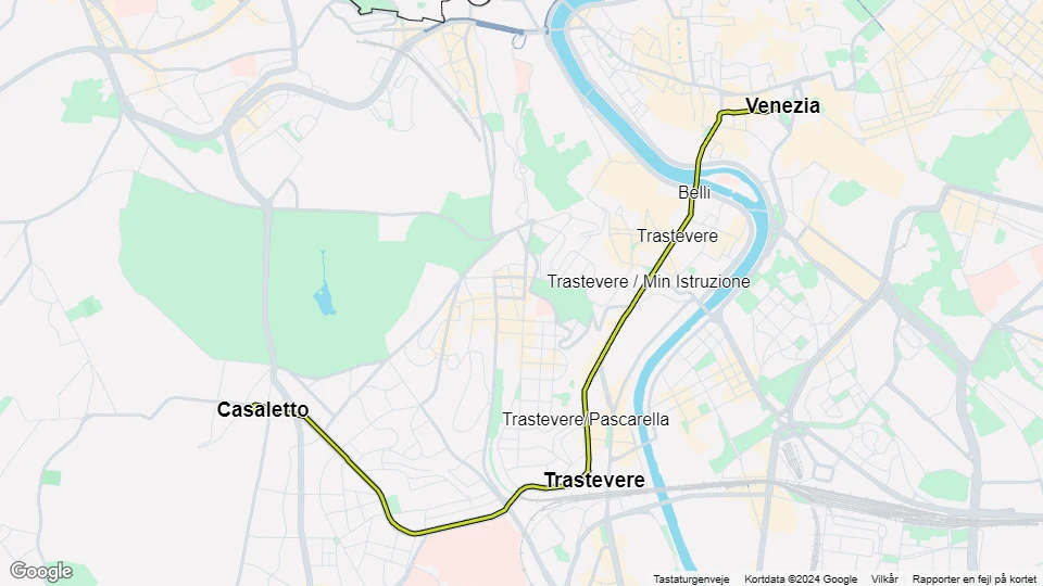 Rome tram line 8: Venezia - Casaletto route map