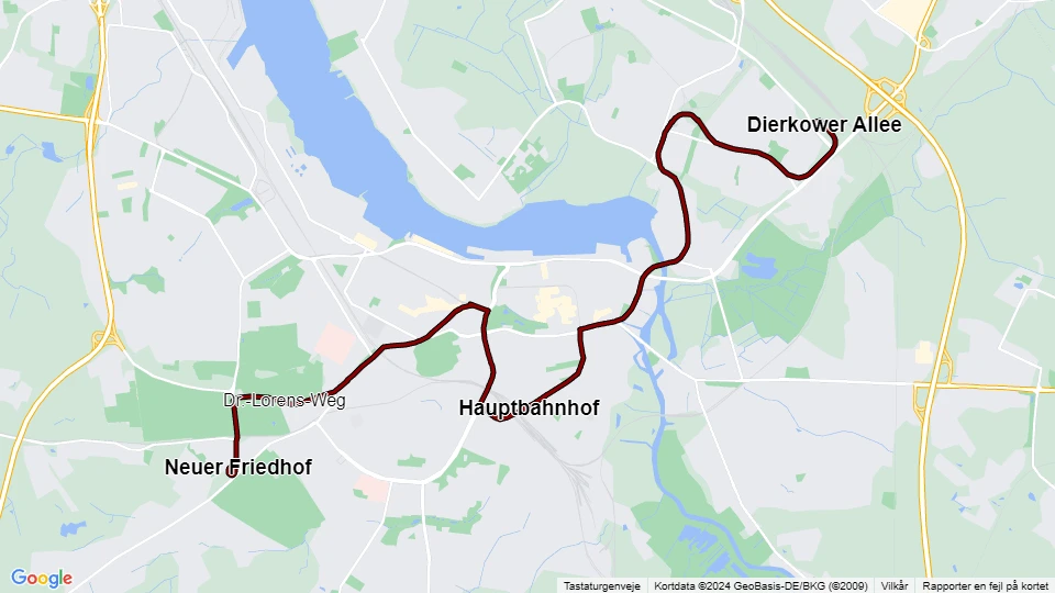 Rostock tram line 3: Dierkower Allee - Neuer Friedhof route map