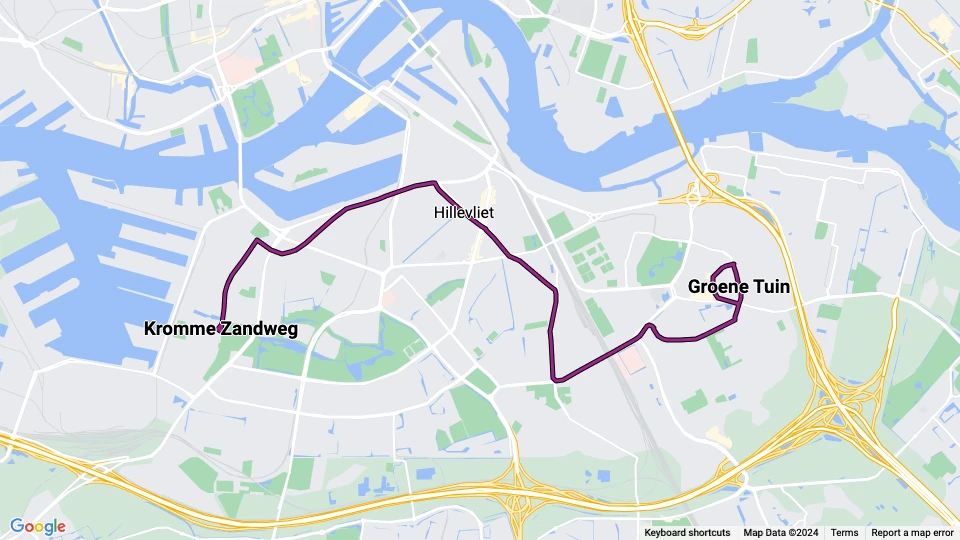 Rotterdam tram line 2: Groene Tuin - Kromme Zandweg route map
