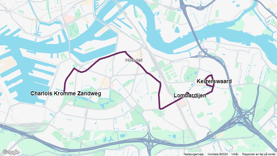 Rotterdam tram line 2: Keizerswaard - Charlois Kromme Zandweg route map