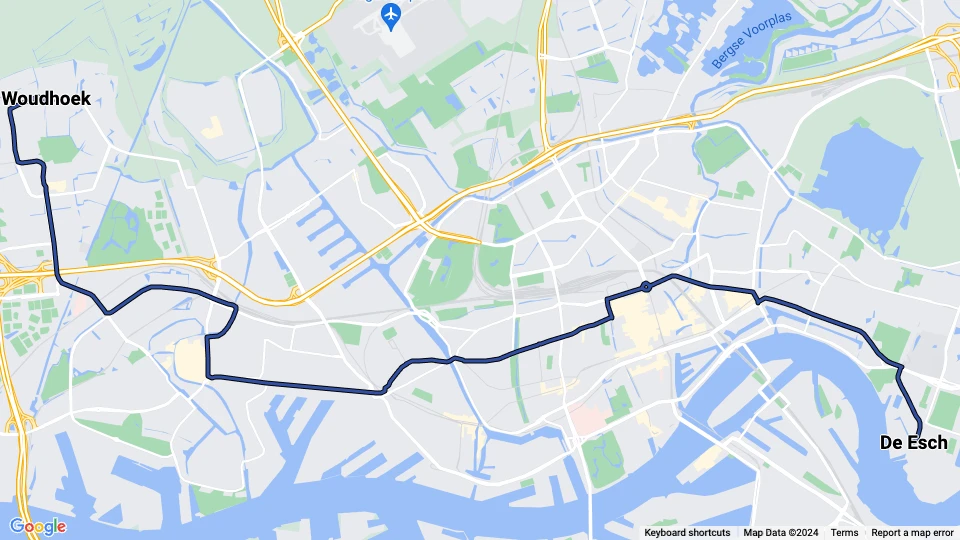 Rotterdam tram line 21: Woudhoek - De Esch route map