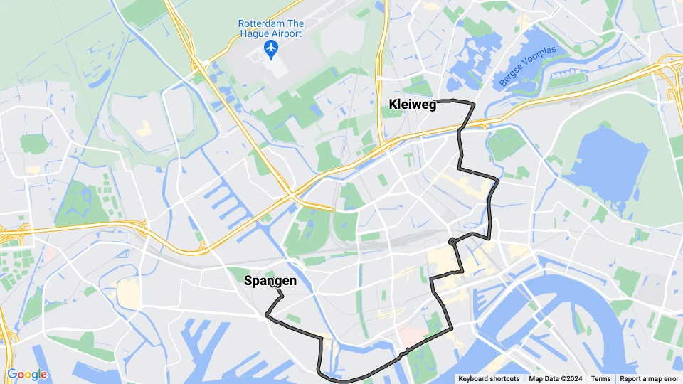 Rotterdam tram line 6: Spangen - Kleiweg route map