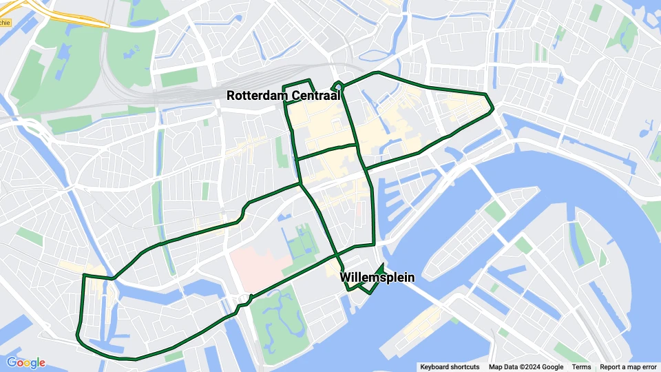 Rotterdams Openbaar Vervoer Museum en Exploitatie van Oldtimers (RoMeO) route map