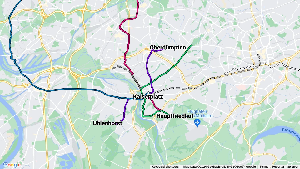 Ruhrbahn Mülheim route map