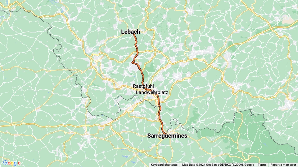 Saarbahn route map