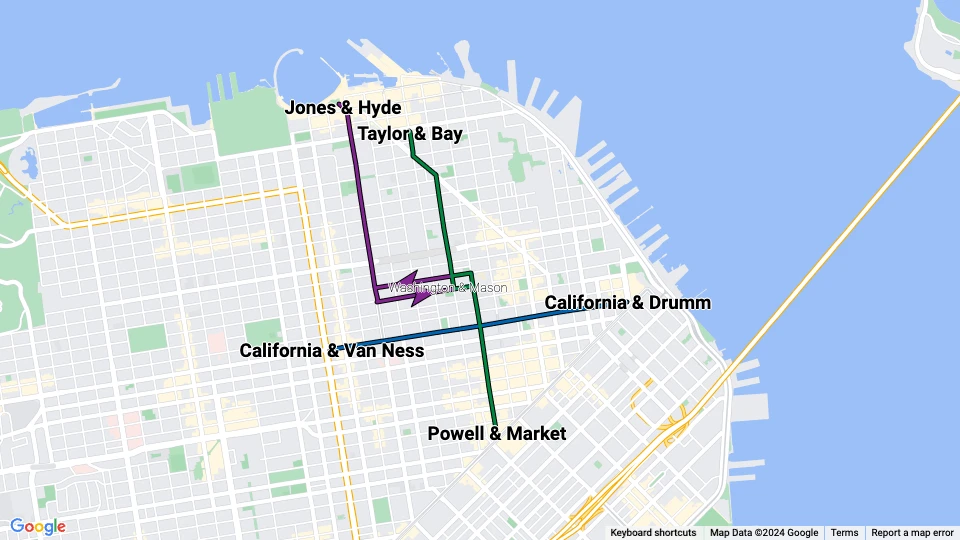 San Francisco Cable Cars route map