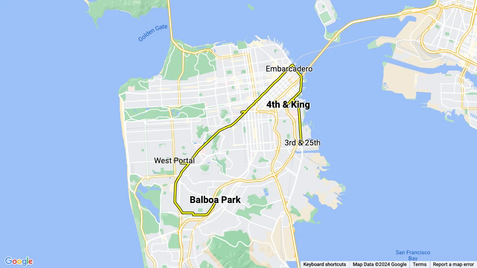 San Francisco party line S Shuttle route map