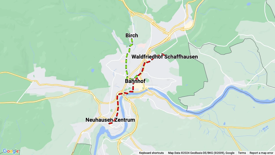 Schaffhauser Strassenbahn (SchSt) route map