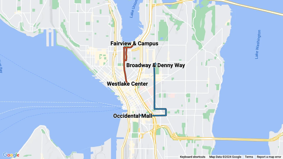 Seattle Streetcar route map