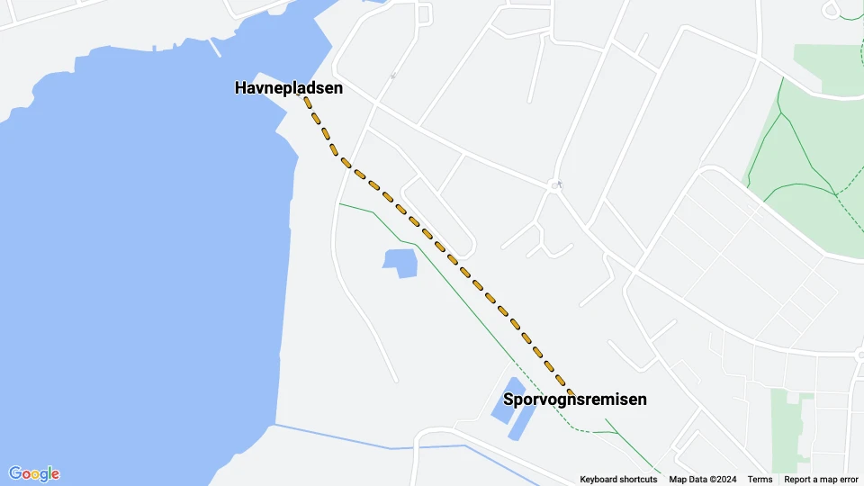 Skælskør museum line: Havnepladsen - Sporvognsremisen route map