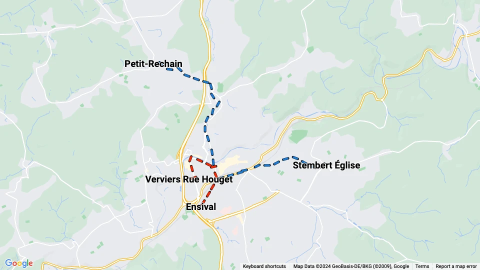 Société Anonyme des Tramways Verviétois (SATV) route map