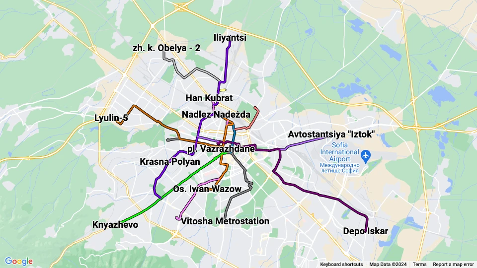 Sofia Traffic route map