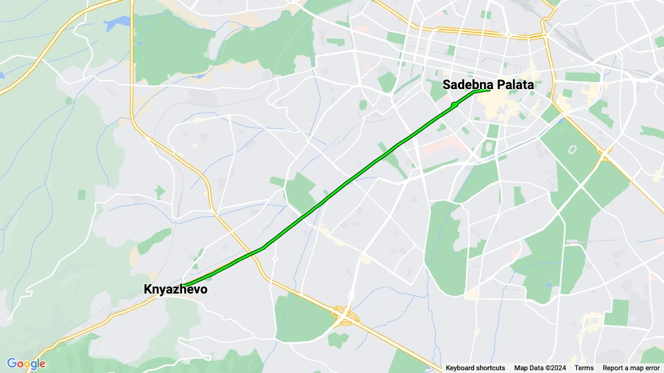 Sofia tram line 5: Knyazhevo - Sadebna Palata route map