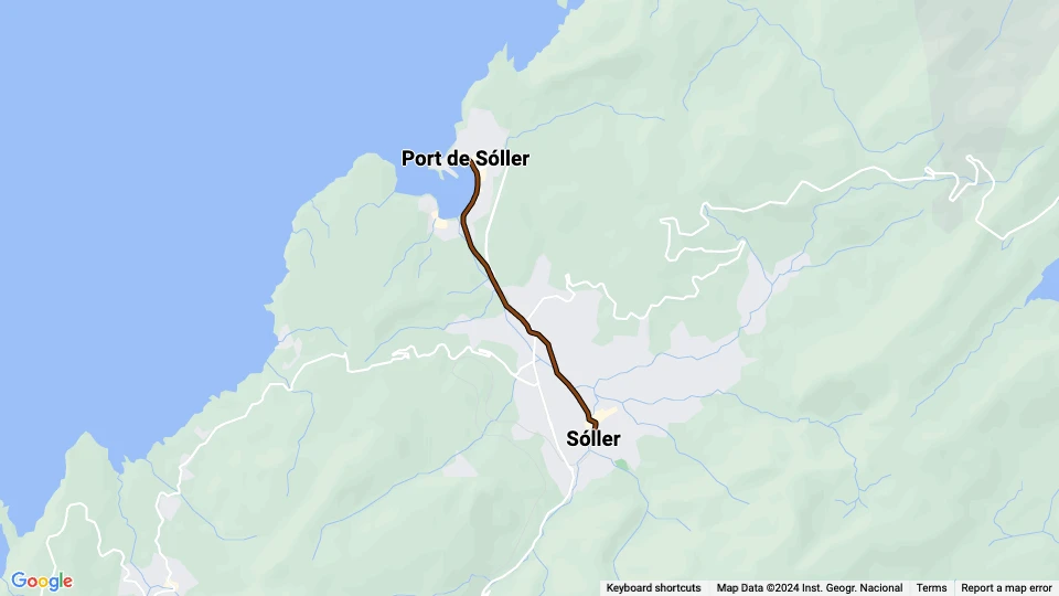 Sóller tram line: Sóller - Port de Sóller route map