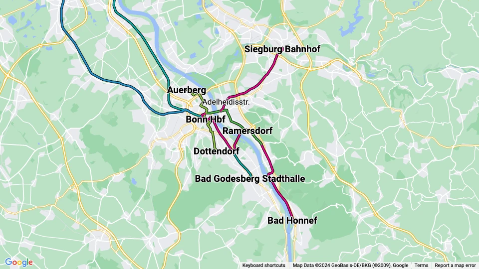 Stadtwerke Bonn: Bus & Bahn (SWB) route map