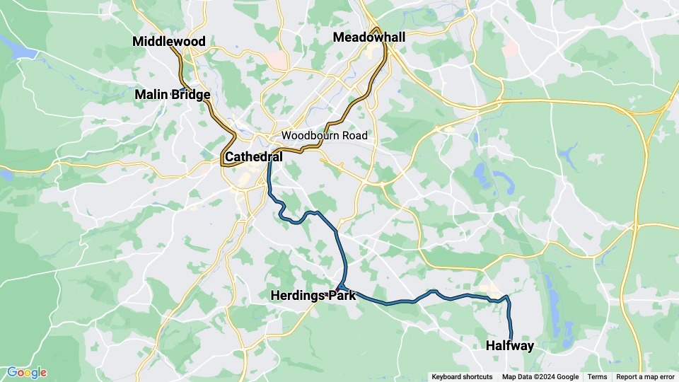 Stagecoach Supertram route map