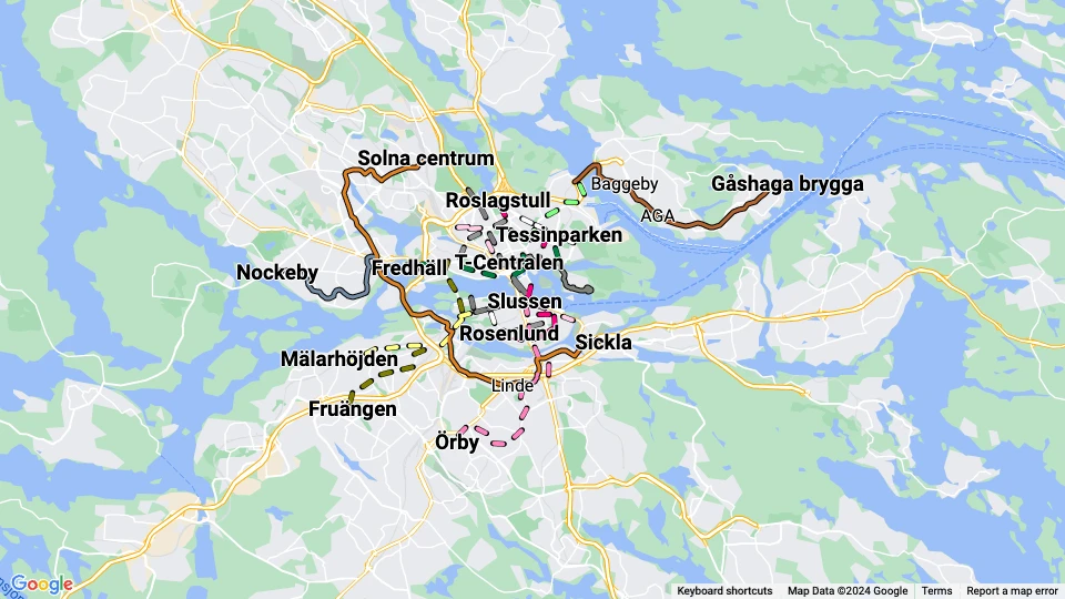 Storstockholms Lokaltrafik (SL) route map